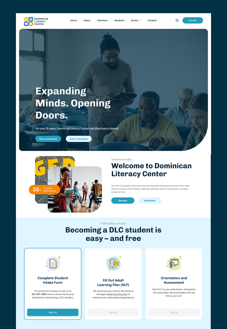 Dominican Literacy Center Website Design