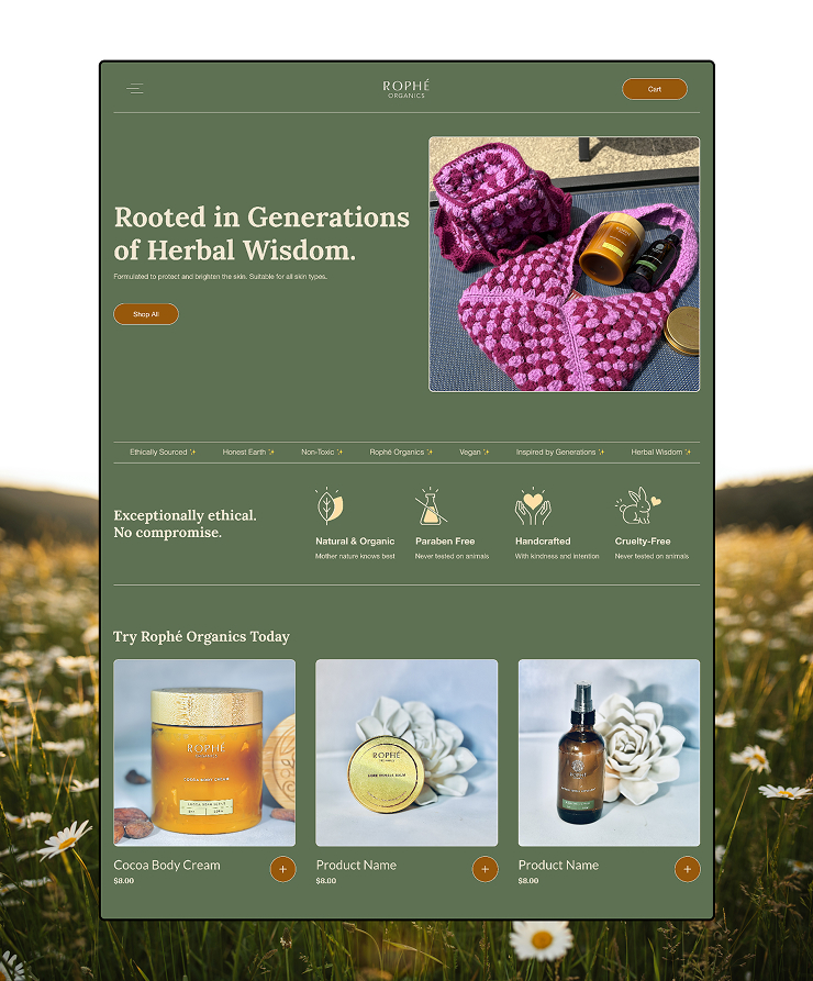 Rophè Organics Website Design