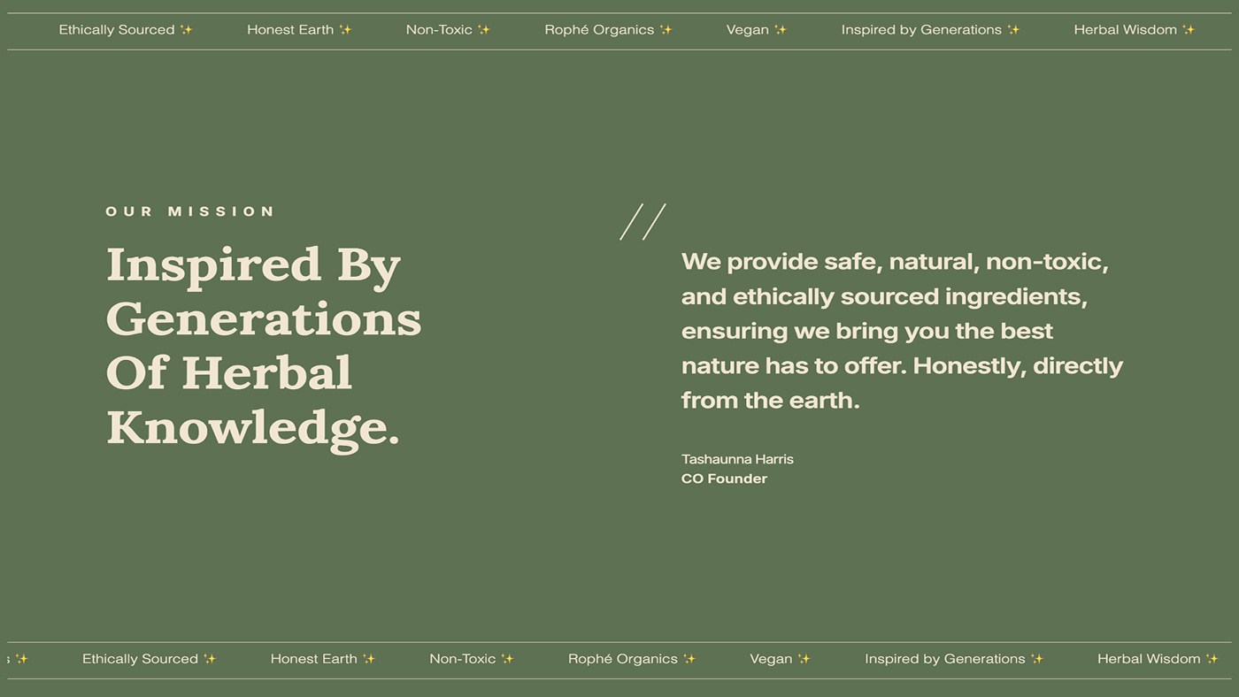 Rophe Organics Homepage Mission Section Design