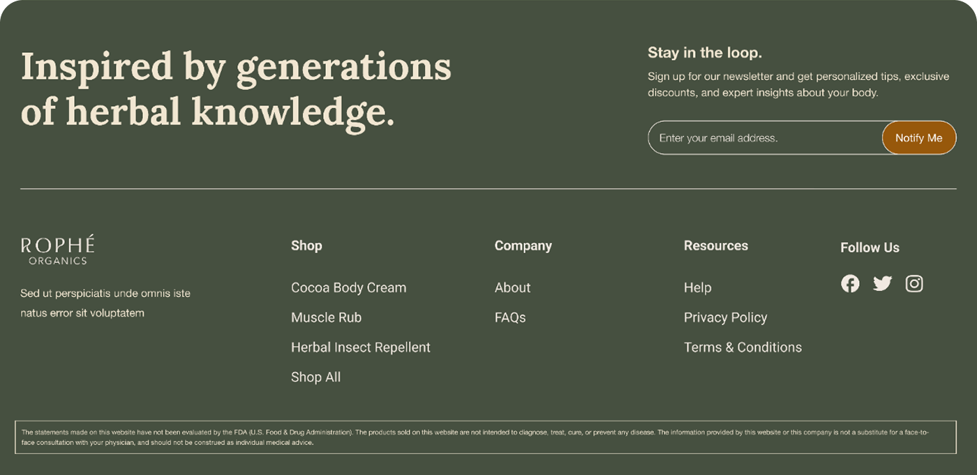 Rophe Organics Platform Page Design Project