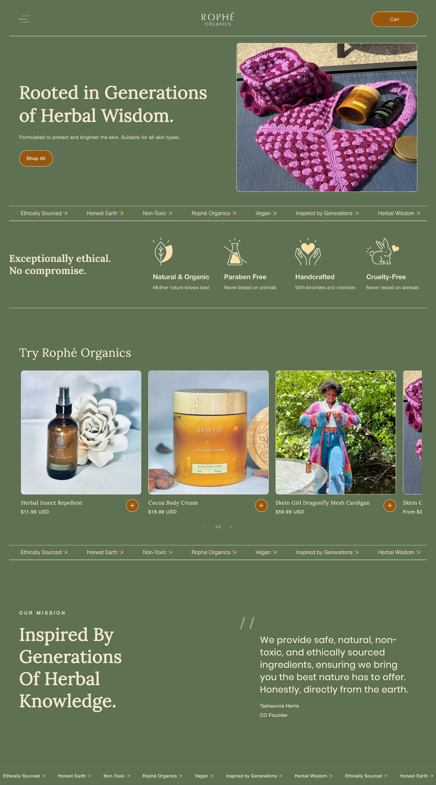 Rophe Organics Platform Page Design Project